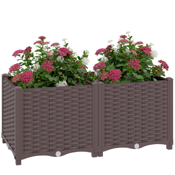 Plastic Raised Garden Bed with Legs, Self Watering Elevated Planter Boxes with Drainage Holes and Plugs, Easy Assembly Outdoor Planter Box for Vegetables, Flowers, Herbs, 80 x 40 x 37 cm