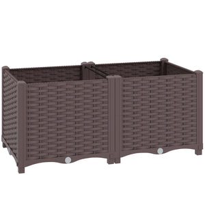 Plastic Raised Garden Bed with Legs, Self Watering Elevated Planter Boxes with Drainage Holes and Plugs, Easy Assembly Outdoor Planter Box for Vegetables, Flowers, Herbs, 80 x 40 x 37 cm