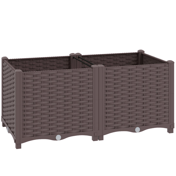 Plastic Raised Garden Bed with Legs, Self Watering Elevated Planter Boxes with Drainage Holes and Plugs, Easy Assembly Outdoor Planter Box for Vegetables, Flowers, Herbs, 80 x 40 x 37 cm