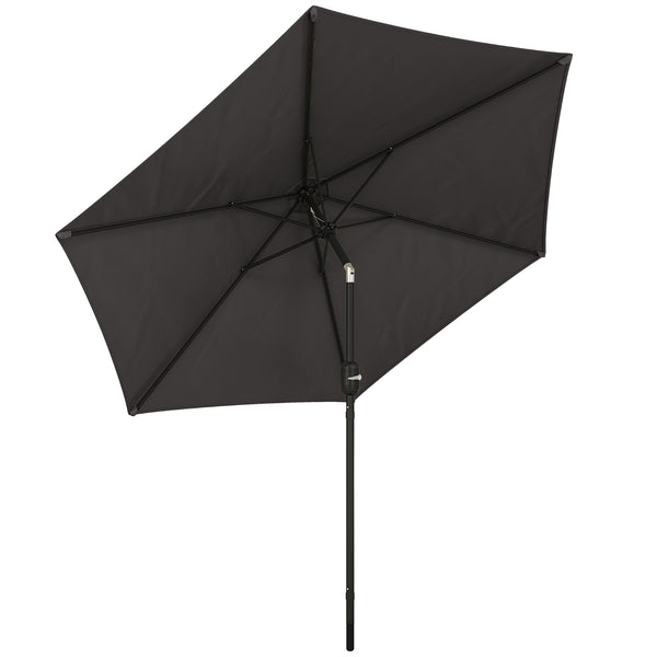 2.6 m Garden Parasol Umbrella with Aluminium Pole, Outdoor Table Market Patio Umbrella Sun Shade with Tilt and Crank, Vent, Black