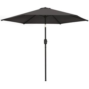 2.6 m Garden Parasol Umbrella with Aluminium Pole, Outdoor Table Market Patio Umbrella Sun Shade with Tilt and Crank, Vent, Black