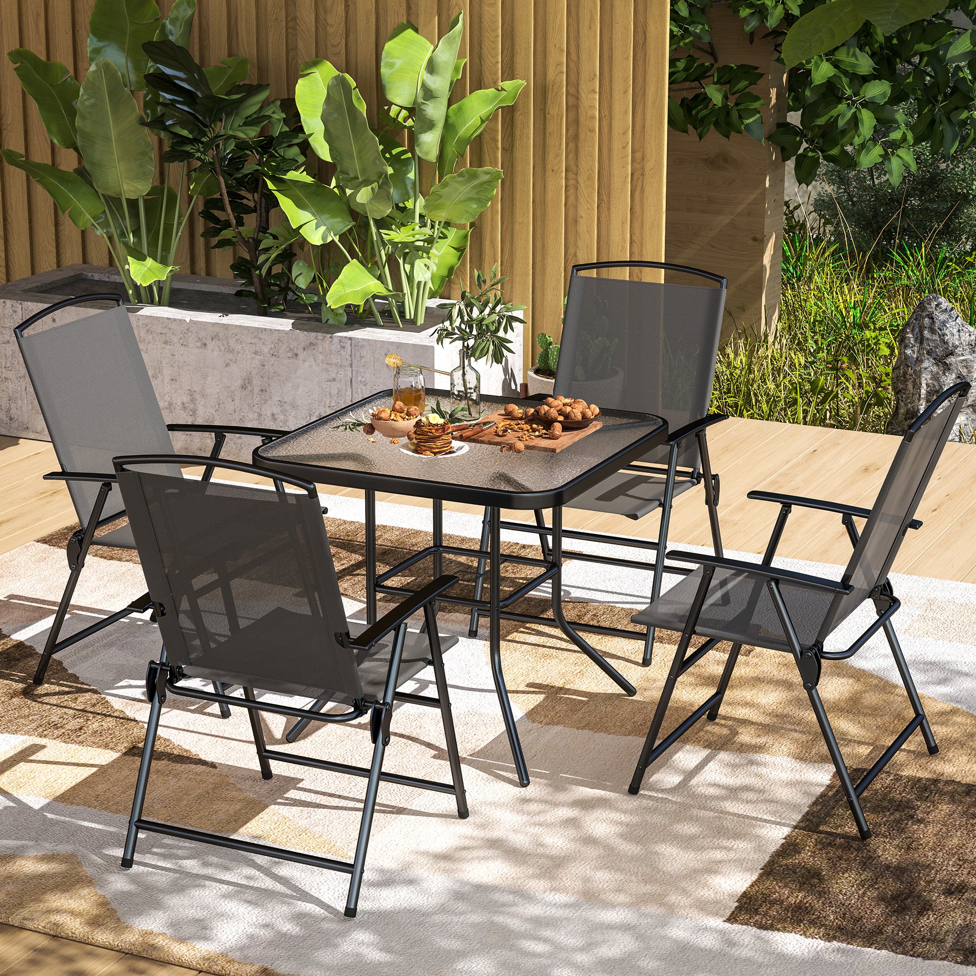 Outsunnny Pieces Patio Dining Set for 4, Outdoor Dining Set with