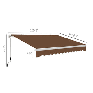 Outsunny 13' x 8' Retractable Awning, Patio Awnings, Sunshade Shelter w/ Manual Crank Handle, UV & Water-Resistant Fabric and Aluminum Frame for Deck, Balcony, Yard, Coffee Brown