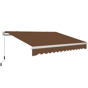 Outsunny 13' x 8' Retractable Awning, Patio Awnings, Sunshade Shelter w/ Manual Crank Handle, UV & Water-Resistant Fabric and Aluminum Frame for Deck, Balcony, Yard, Coffee Brown