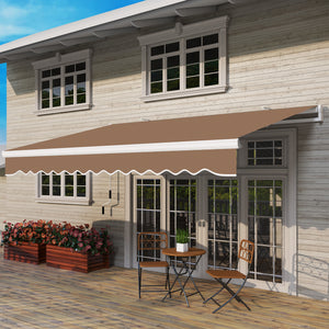 Outsunny 13' x 8' Retractable Awning, Patio Awnings, Sunshade Shelter w/ Manual Crank Handle, UV & Water-Resistant Fabric and Aluminum Frame for Deck, Balcony, Yard, Coffee Brown