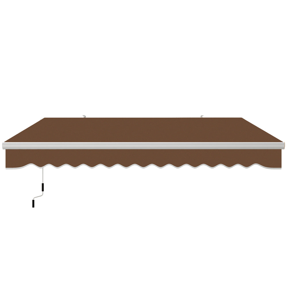 Outsunny 13' x 8' Retractable Awning, Patio Awnings, Sunshade Shelter w/ Manual Crank Handle, UV & Water-Resistant Fabric and Aluminum Frame for Deck, Balcony, Yard, Coffee Brown