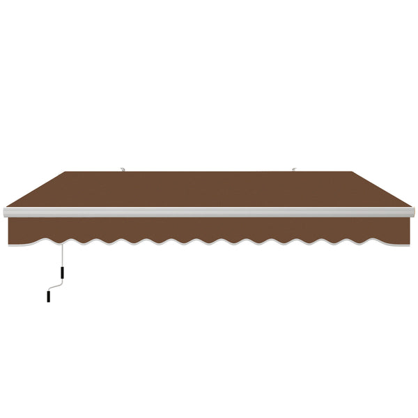 Outsunny 13' x 8' Retractable Awning, Patio Awnings, Sunshade Shelter w/ Manual Crank Handle, UV & Water-Resistant Fabric and Aluminum Frame for Deck, Balcony, Yard, Coffee Brown