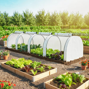 13' x 3' x 2.5' Mini Greenhouse, Portable Tunnel Green House with Roll-Up Zippered Doors, UV Waterproof PE Cover, Steel Frame, White