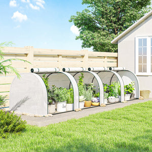 13' x 3' x 2.5' Mini Greenhouse, Portable Tunnel Green House with Roll-Up Zippered Doors, UV Waterproof PE Cover, Steel Frame, White