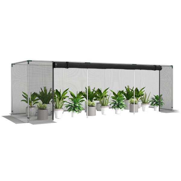 12' x 4' Crop Cage, Plant Protection Tent with Zippered Door and Galvanized Steel Frame, Fruit Cage Netting Cover for Garden, Yard, Lawn, Black