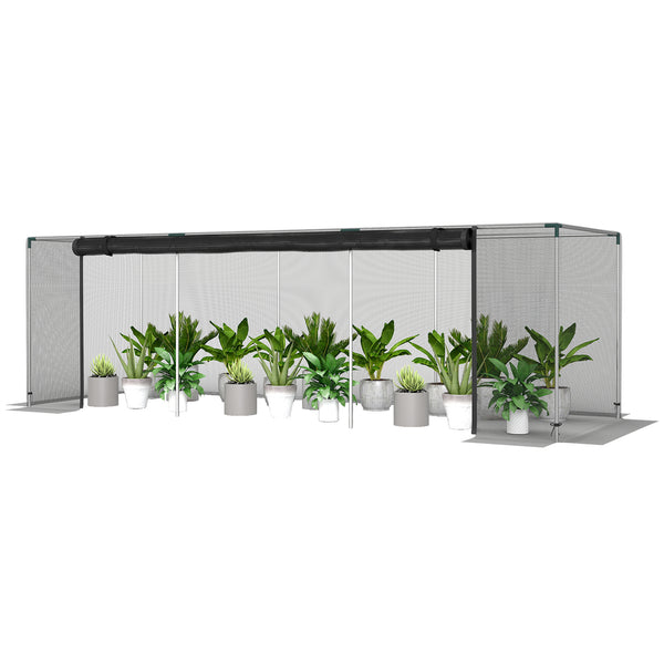 12' x 4' Crop Cage, Plant Protection Tent with Zippered Door and Galvanized Steel Frame, Fruit Cage Netting Cover for Garden, Yard, Lawn, Black