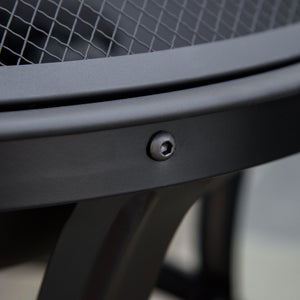 21.7" x 21.7" x 19.7" Outdoor Fire Pit with Mesh Lid, Wood Burner, Log Burning Bowl with Poker for Patio, Backyard, Black