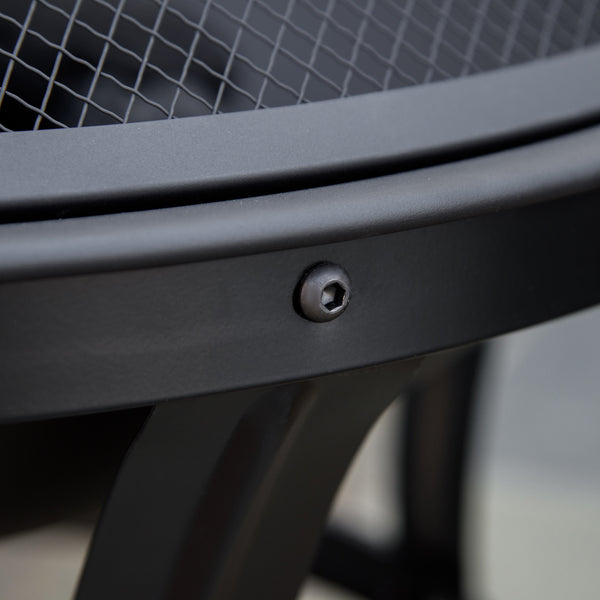 21.7" x 21.7" x 19.7" Outdoor Fire Pit with Mesh Lid, Wood Burner, Log Burning Bowl with Poker for Patio, Backyard, Black