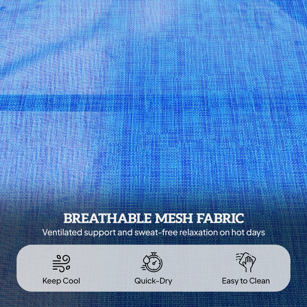 Folding Lounge Chair with 4-level Reclining Back, Outdoor Tanning Chair with Reading Hole, Outdoor Chaise Lounge Chair with Headrest, for Beach, Yard, Patio, Dark Blue