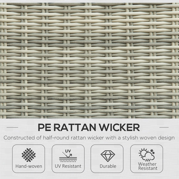 5 Pieces Rattan Bistro Set with Adjustable Back, Reclining Wicker Balcony Furniture with Cushions, Glass Top Coffee Table and Footstools, Outdoor Table and Chairs, Grey