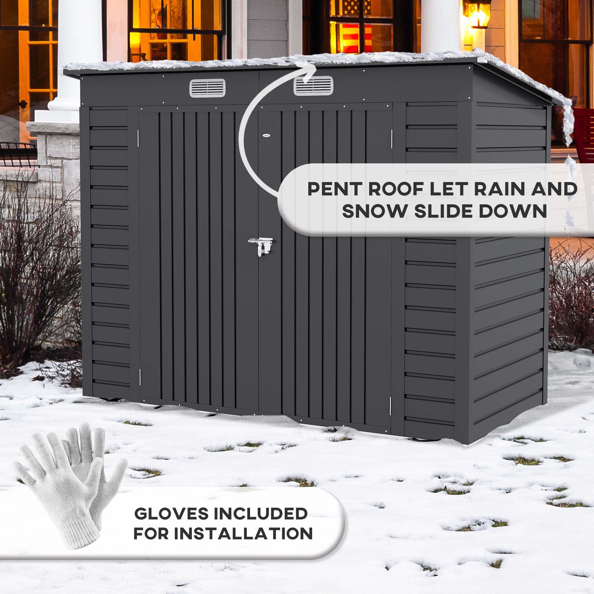 Outsunny EverBase 8' x 4' Galvanized Metal Storage Shed with