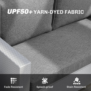 2 Seater Outdoor Seat Cushions with Backrest, Loveseat Double Sofa Outdoor Furniture Cushions, Fade-Resistant Replacement Patio Cushions for Indoor and Outdoor, Grey