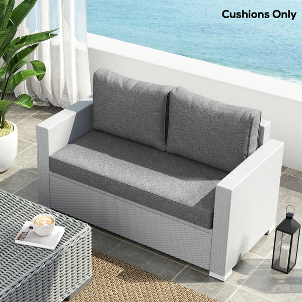 2 Seater Outdoor Seat Cushions with Backrest, Loveseat Double Sofa Outdoor Furniture Cushions, Fade-Resistant Replacement Patio Cushions for Indoor and Outdoor, Grey