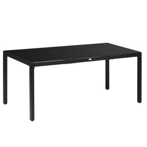 Rectangular Outdoor Dining Table for 8 People with Tempered Glass Top and Aluminum Frame, Black 70.9" x 31.5" x 28.3"