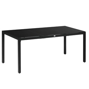 Rectangular Outdoor Dining Table for 8 People with Tempered Glass Top and Aluminum Frame, Black 70.9" x 31.5" x 28.3"