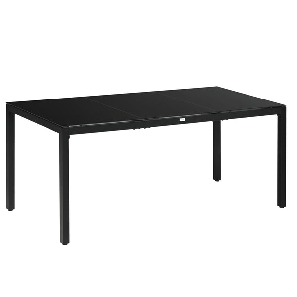 Rectangular Outdoor Dining Table for 8 People with Tempered Glass Top and Aluminum Frame, Black 70.9" x 31.5" x 28.3"