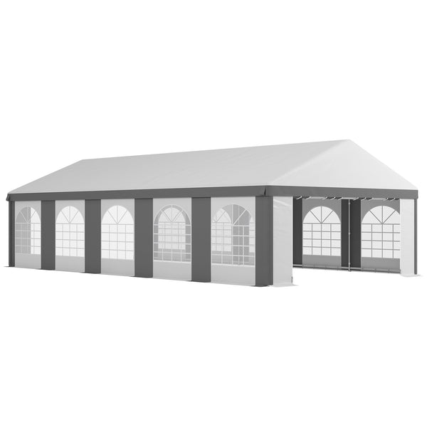 Outsunny 20' x 33' Heavy Duty Party Tent & Carport with Removable Sidewalls and Double Doors, Large Canopy Tent, Sun Shade Shelter, for Parties, Wedding, Outdoor Events, BBQ, White and Gray