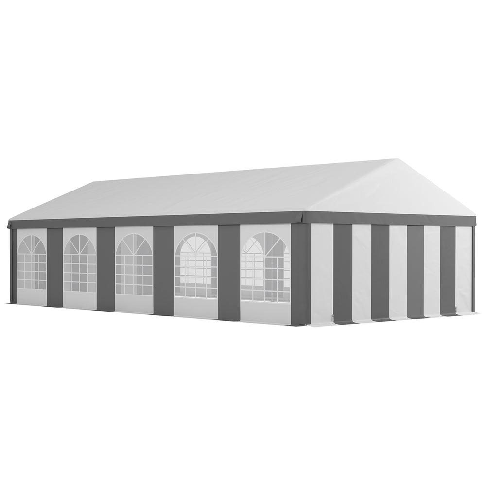 Outsunny 20' x 33' Heavy Duty Party Tent & Carport with Removable Sidewalls and Double Doors, Large Canopy Tent, Sun Shade Shelter, for Parties, Wedding, Outdoor Events, BBQ, White and Gray