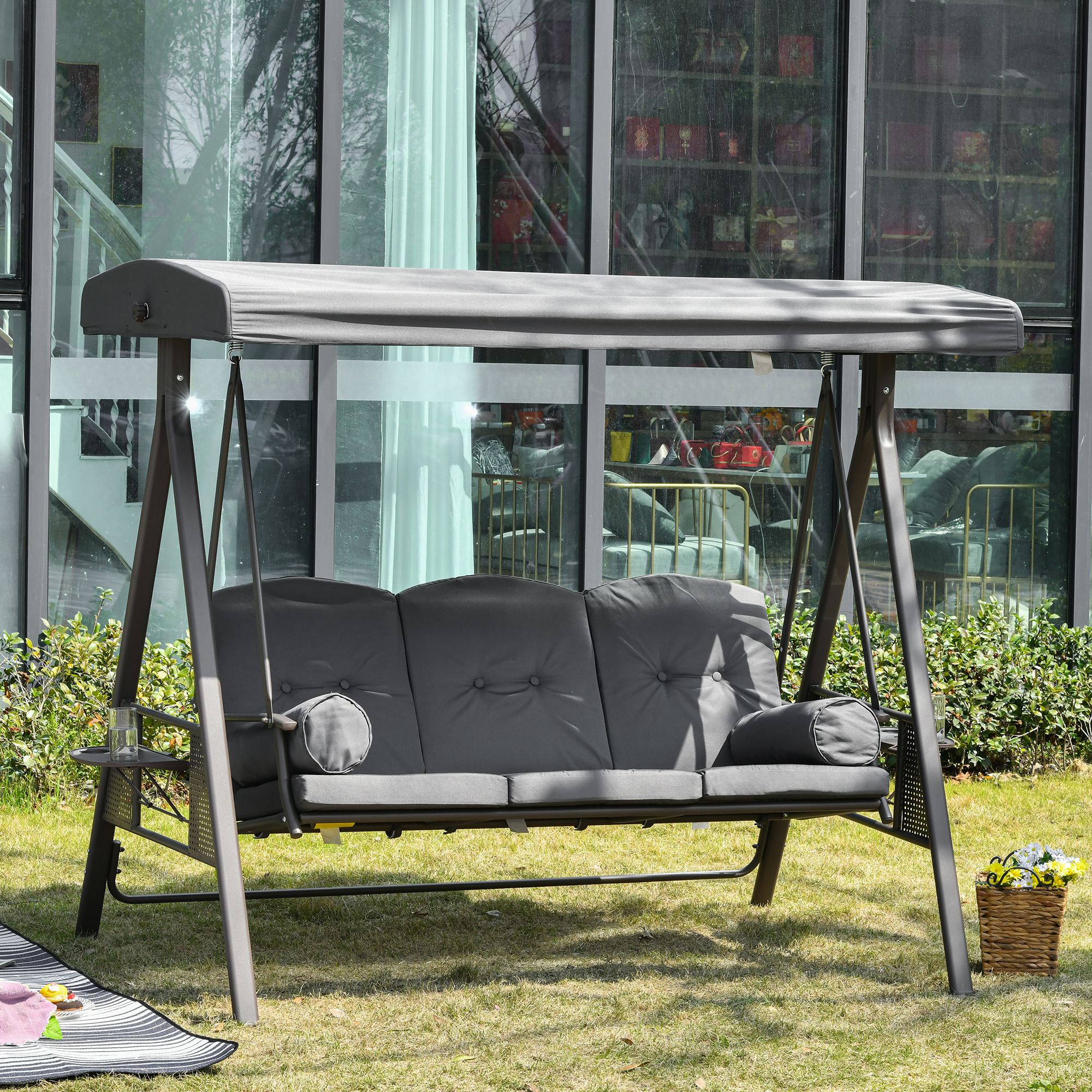 Heavy Duty Canopy For Yard Swing Outsunnny Seater Porch Swing
