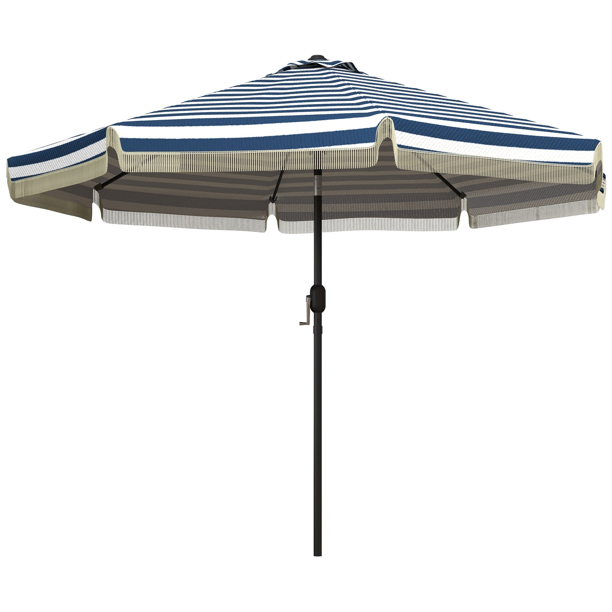 9 ft patio umbrellas Outsunny Garden Umbrella: 9ft, Blue Stripe with Tilt Crank and Ruffled Design for Deck and Pool Shade