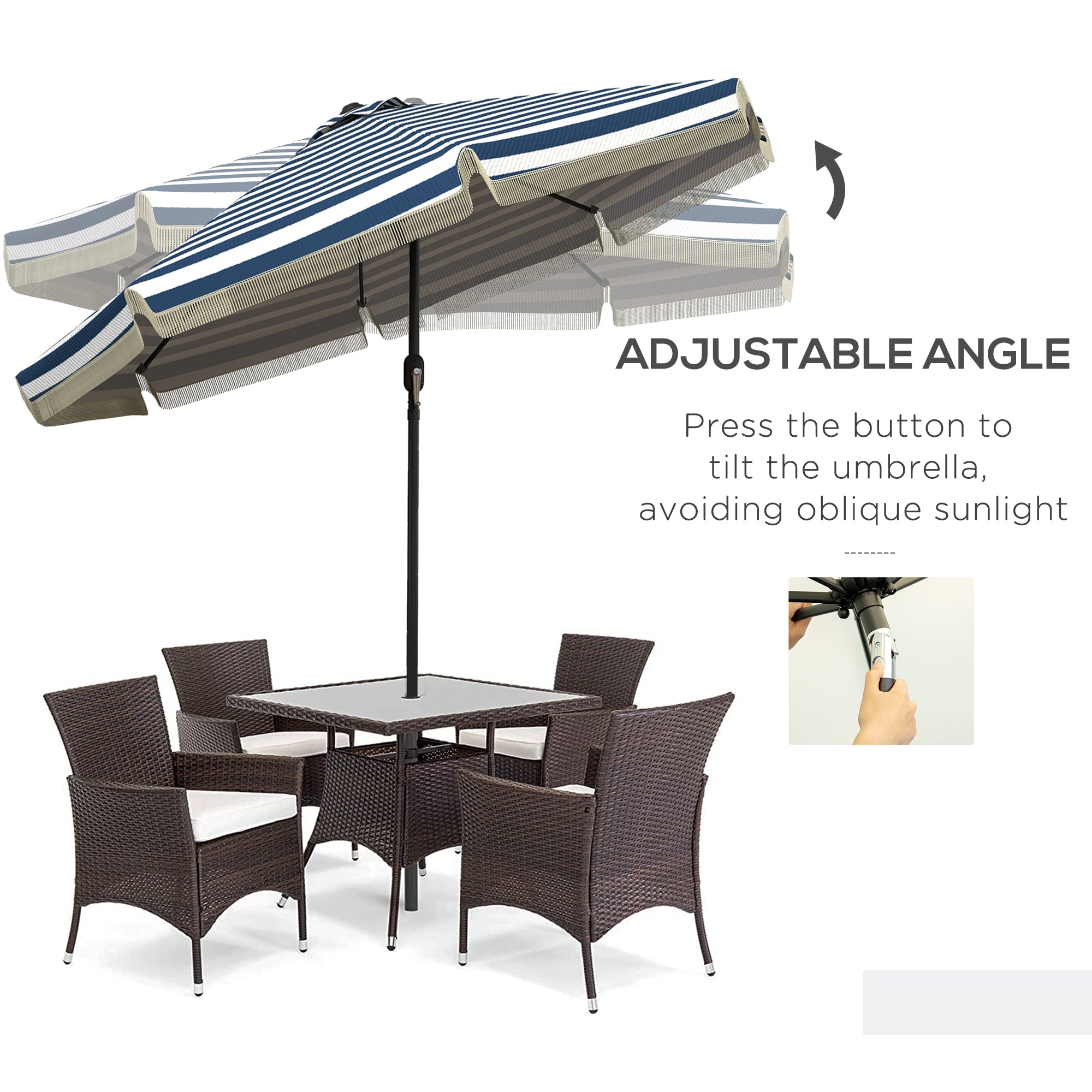 9FT Patio Umbrella Outdoor, Market, Table Umbrella With Push Button Tilt And Crank 8 Sturdy Ribs For Garden Pool Deck Backyard Tan 9FT Patio Umbrella Outdoor, Market, Table Umbrella With Push Button Tilt And Crank 8 Sturdy Ribs For Garden Pool Deck Backyard Tan