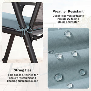Set of 6 Chair Cushion Seat Pads Dining Chair w/ Straps, Indoor Outdoor Removable Tie On Garden Patio, Light Grey