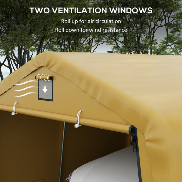 Outsunny 12' x 20' Heavy Duty Carport, Portable Garage Canopy Tent with 2 Ventilation Windows and Large Door, for Car, Truck, Boat, Motorcycle, Bike, Garden Tools, Yellow