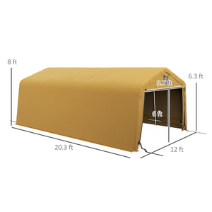 Outsunny 12' x 20' Heavy Duty Carport, Portable Garage Canopy Tent with 2 Ventilation Windows and Large Door, for Car, Truck, Boat, Motorcycle, Bike, Garden Tools, Yellow