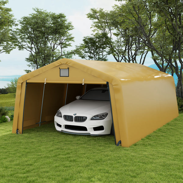 Outsunny 12' x 20' Heavy Duty Carport, Portable Garage Canopy Tent with 2 Ventilation Windows and Large Door, for Car, Truck, Boat, Motorcycle, Bike, Garden Tools, Yellow