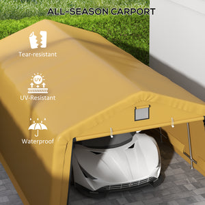 Outsunny 12' x 20' Heavy Duty Carport, Portable Garage Canopy Tent with 2 Ventilation Windows and Large Door, for Car, Truck, Boat, Motorcycle, Bike, Garden Tools, Yellow