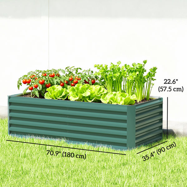 Galvanized Raised Garden Bed, 6' x 3' x 2' Outdoor Metal Planter Box, Standing Raised Bed for Growing Flowers, Herbs and Vegetables, Dark Green