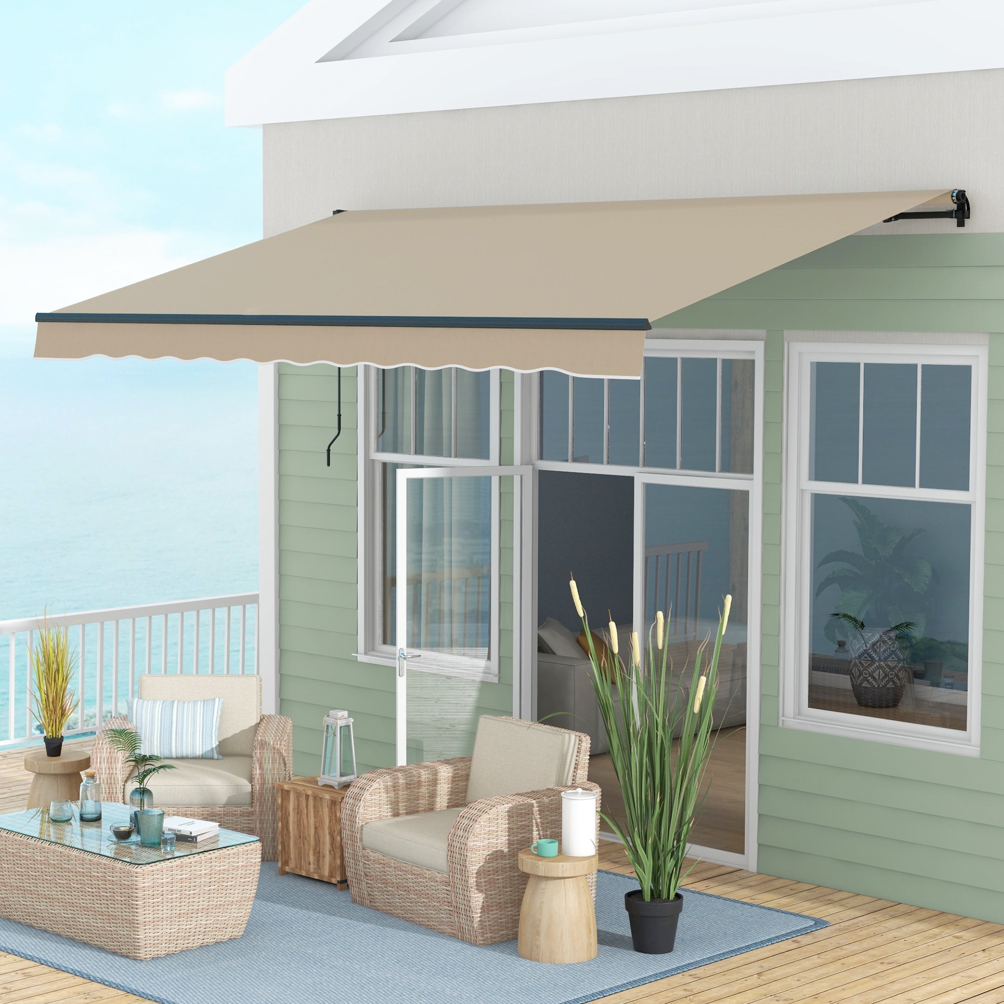 アウトドア寝具 NormajeaN Outsunny 13' x 10' Retractable Awning with UV-Resistant