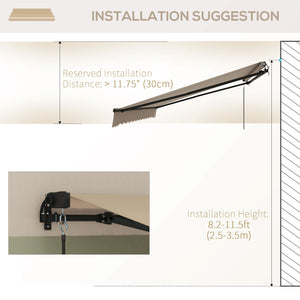Outsunny 13' x 10' Retractable Awning, Patio Awning Sunshade Shelter with Manual Crank Handle, 280gsm UV Resistant Fabric and Aluminum Frame for Deck, Balcony, Yard, Beige