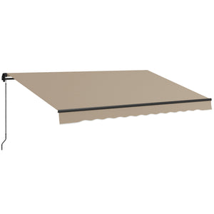 Outsunny 13' x 10' Retractable Awning, Patio Awning Sunshade Shelter with Manual Crank Handle, 280gsm UV Resistant Fabric and Aluminum Frame for Deck, Balcony, Yard, Beige