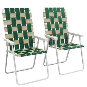 Outsunny Set of 2 Patio Folding Chairs, Classic Outdoor Camping Chairs, Portable Lawn Chairs for Camping, Garden, Pool, Beach, Backyard w/ Armrests, Green