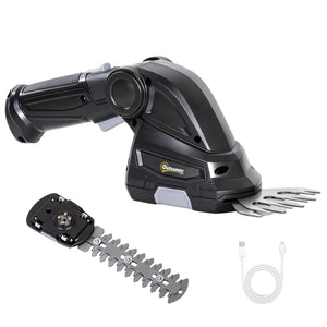 2-in-1 Cordless Hedge Trimmer & Grass Shear with 7.2V 2 x Rechargeable 2000mAh Batteries, 2 Changeable Blades, Charger, Lightweight Handheld Cutter for Bushes, Branches, Shrubs, Lawn Edging