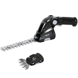 2-in-1 Cordless Hedge Trimmer & Grass Shear with 7.2V 2 x Rechargeable 2000mAh Batteries, 2 Changeable Blades, Charger, Lightweight Handheld Cutter for Bushes, Branches, Shrubs, Lawn Edging