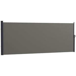Retractable Side Awning, Garden Privacy Screen Divider, Full Cassette Wind Breaker for Hot Tub, Balcony, Terrace, Pool, 400 x 160cm, Dark Grey