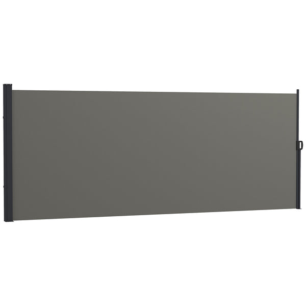Retractable Side Awning, Garden Privacy Screen Divider, Full Cassette Wind Breaker for Hot Tub, Balcony, Terrace, Pool, 400 x 160cm, Dark Grey