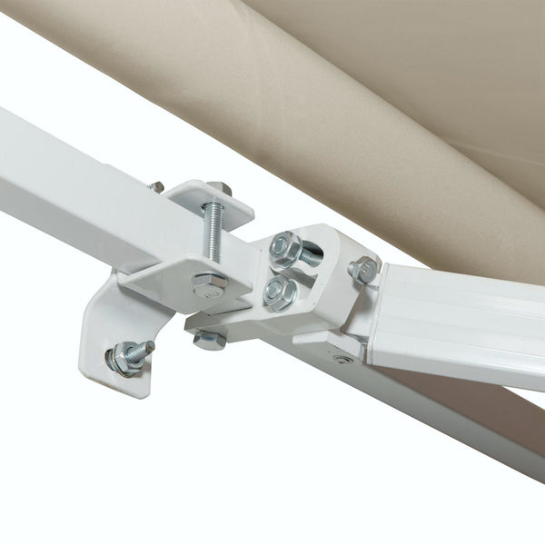 12' x 8' Retractable Awning Patio Awnings Sun Shade Shelter with Manual Crank Handle, 280g/m² UV & Water-Resistant Fabric and Aluminum Frame for Deck, Balcony, Yard, Cream White