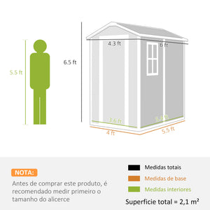 6' x 4' Outdoor Storage Shed, Plastic Shed with Floor, Window, Lockable Door and Vents, Garden Tool House for Outdoor Patio Storage, Gray