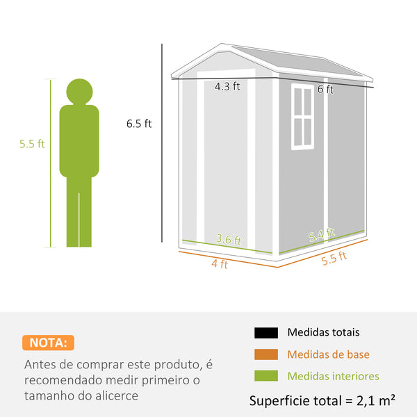 6' x 4' Outdoor Storage Shed, Plastic Shed with Floor, Window, Lockable Door and Vents, Garden Tool House for Outdoor Patio Storage, Gray