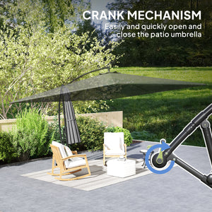 Rectangular Cantilever Parasol 111" x 150.4", Outdoor Garden Umbrella with Crank, Cross Base, Adjustable Tilt, 360° Rotation, UV Protection UPF50+, Grey