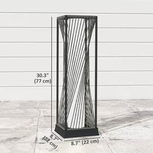 Rattan Solar Floor Lamp, Solar Powered Outdoor Lamp with Auto On/Off LED Lights, IP44 Waterproof, Decorative Outdoor Lantern for Patio, Porch, Pathway, Grey