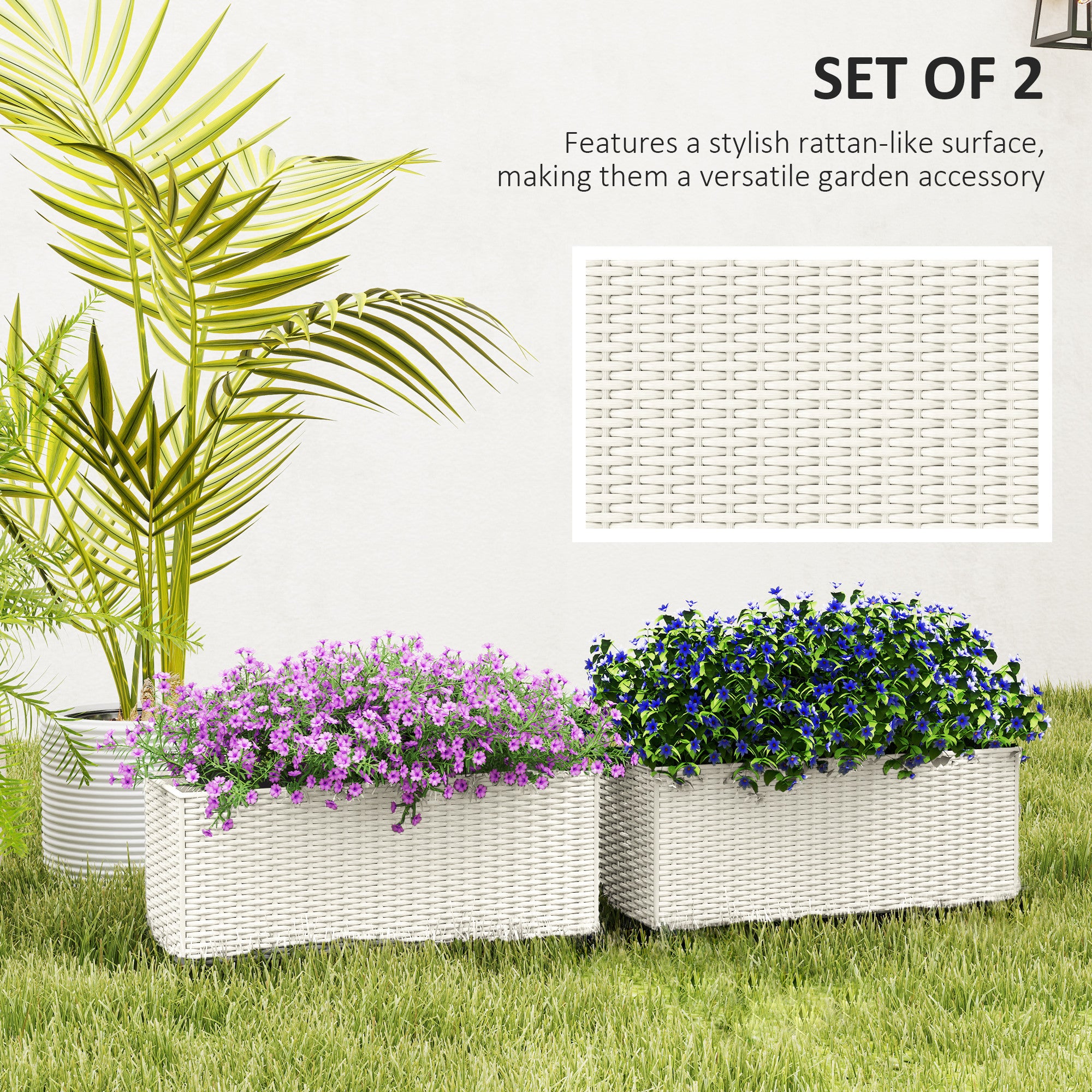self watering rail planter boxes Outsunny Self-Watering Railing Planter Boxes for Balcony & Garden